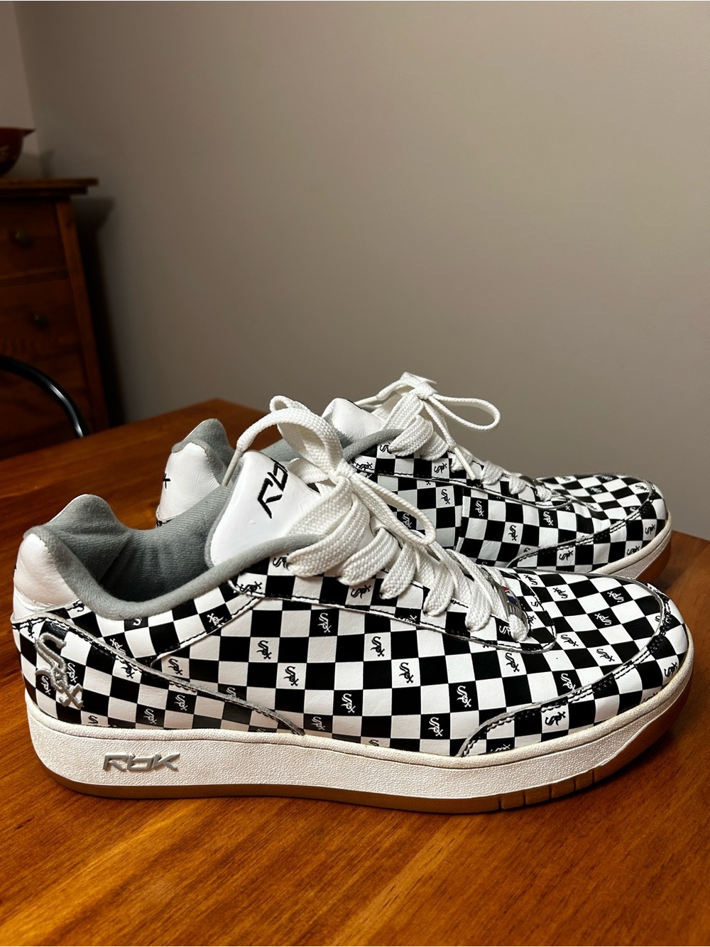 RBK Chicago White Sox Black & White Checkerboard Sneakers MLB